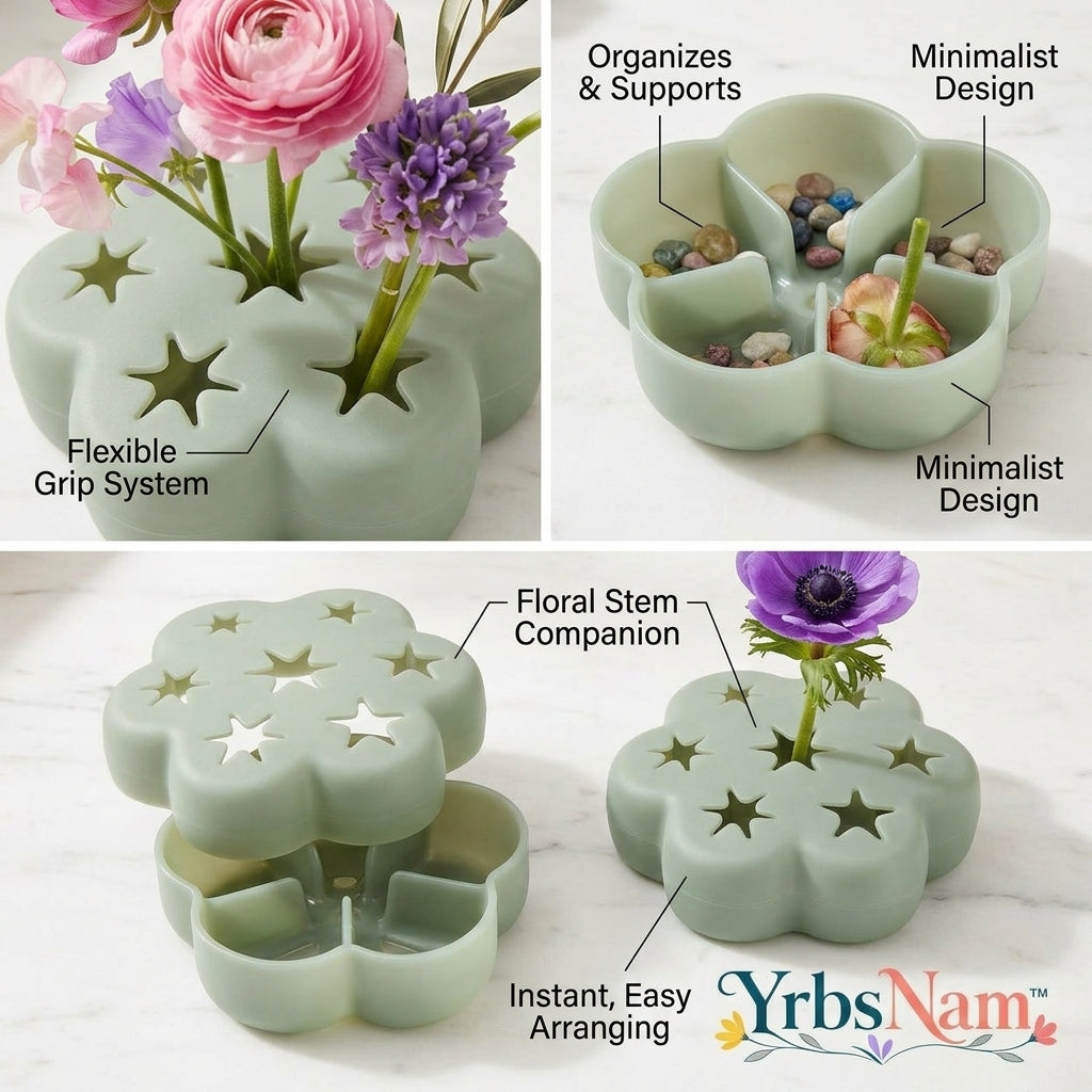 YrbsNam™ Flower Stem Holder for Vase Arrangements, Reusable Floral Stem Organizer with Flexible Grip Openings, Minimalist Bouquet Arranger for Fresh Flowers, Artificial Flowers, Centerpieces & Home Decor
