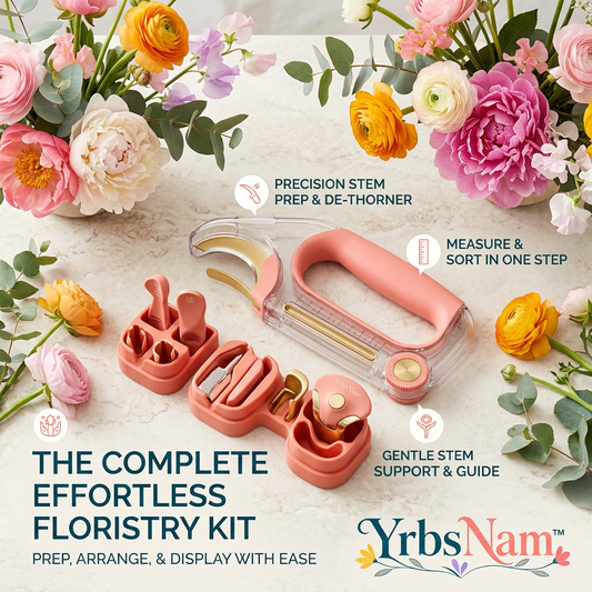 YrbsNam™ Complete Floristry Kit, Flower Stem Stripper & De-Thorner Tool Set, Floral Arrangement Prep Kit with Stem Guide, Measuring Sorter, Cutter Tools for Bouquets, Roses, Fresh Flowers, DIY Wedding Centerpieces, Home Floral Design