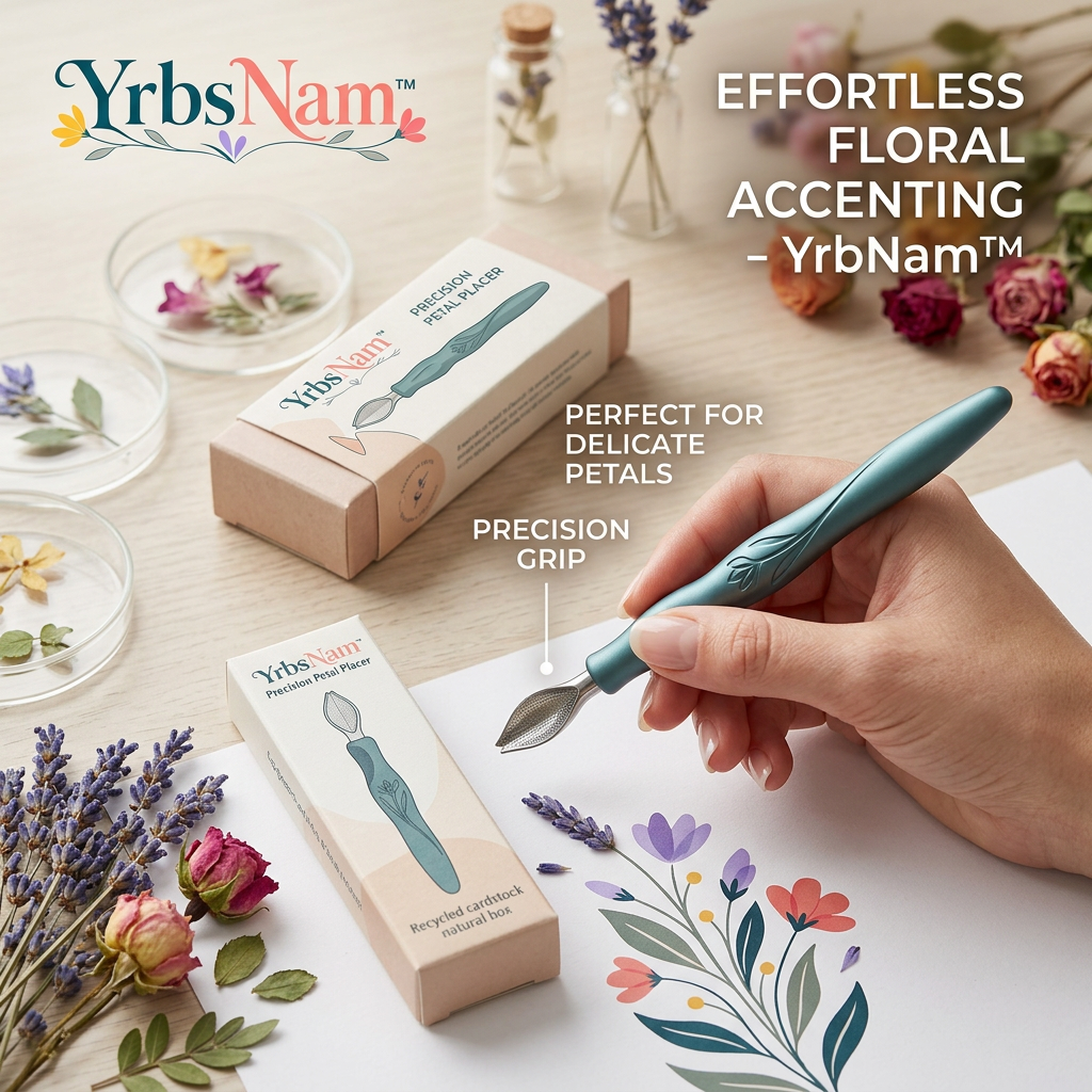 YrbsNam™ Precision Petal Placer, Pressed Flower Placement Tool, Fine Tip Floral Tweezers for Delicate Petals, Resin Art, Scrapbooking, Card Making, Nail Art & Botanical Crafts