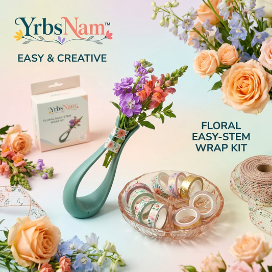 YrbsNam™ Floral Easy-Stem Wrap Kit, DIY Bouquet Stem Wrap Tool with Decorative Floral Tape, Flower Arrangement Holder for Fresh Flowers, Wedding Bouquets, Home Floral Crafts, Florist Supplies