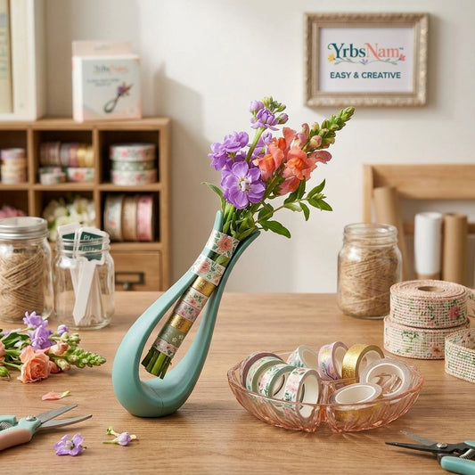 YrbsNam™ Floral Easy-Stem Wrap Kit, DIY Bouquet Stem Wrap Tool with Decorative Floral Tape, Flower Arrangement Holder for Fresh Flowers, Wedding Bouquets, Home Floral Crafts, Florist Supplies